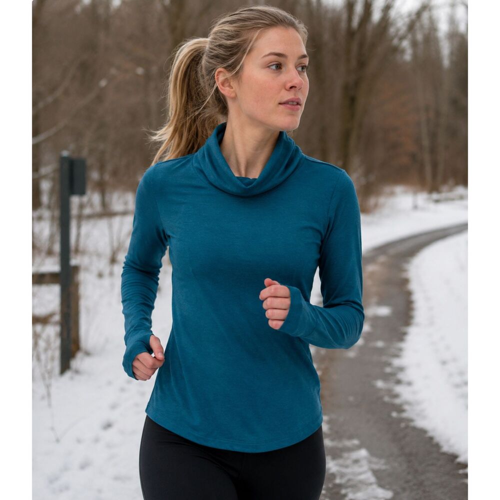 Prana Shirt Womens Small Teal Blue Taryn Top Long Sleeve Wool Blend Ladies